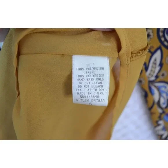 Everly Anthro Women's Small Gold Fit & Flare Long Sleeve Paisley Print Dress - Picture 6 of 16